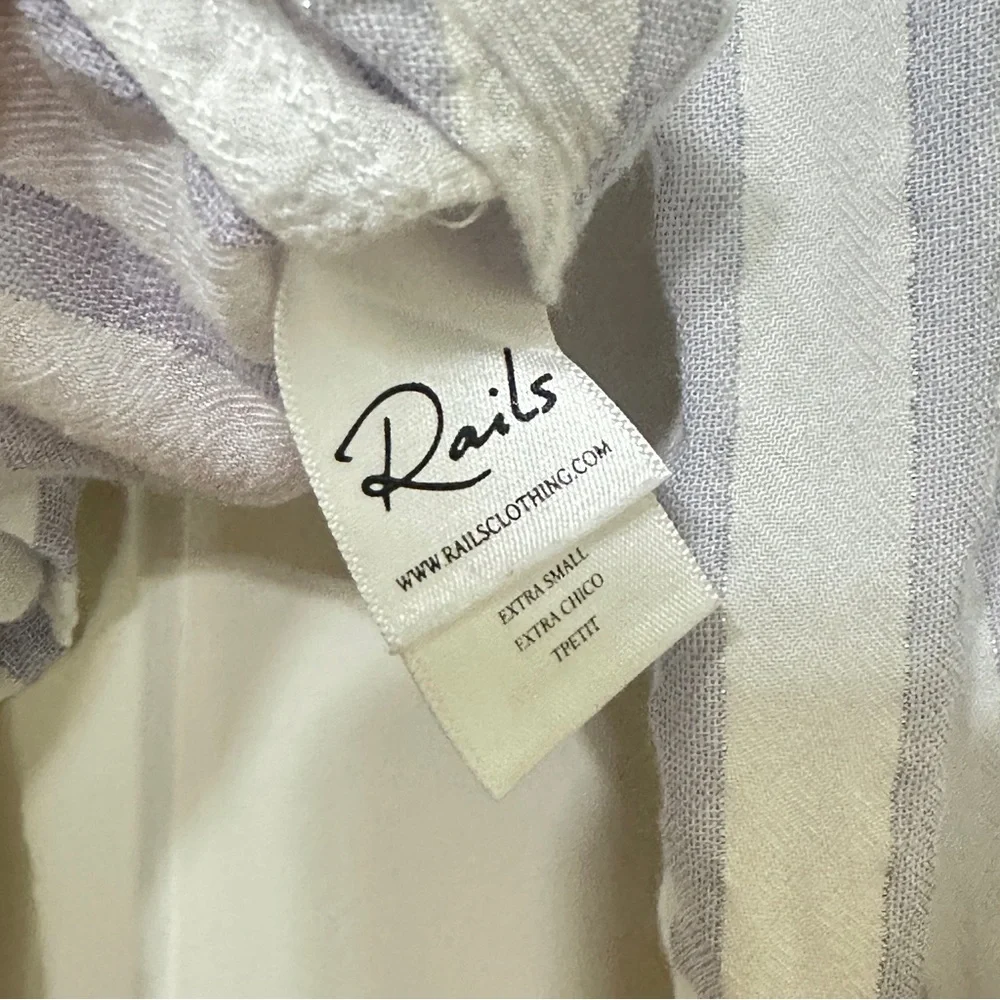 Rails White & Blue Striped Button Down Shirt Size XS Long Sleeves Lightweight - Picture 8 of 10